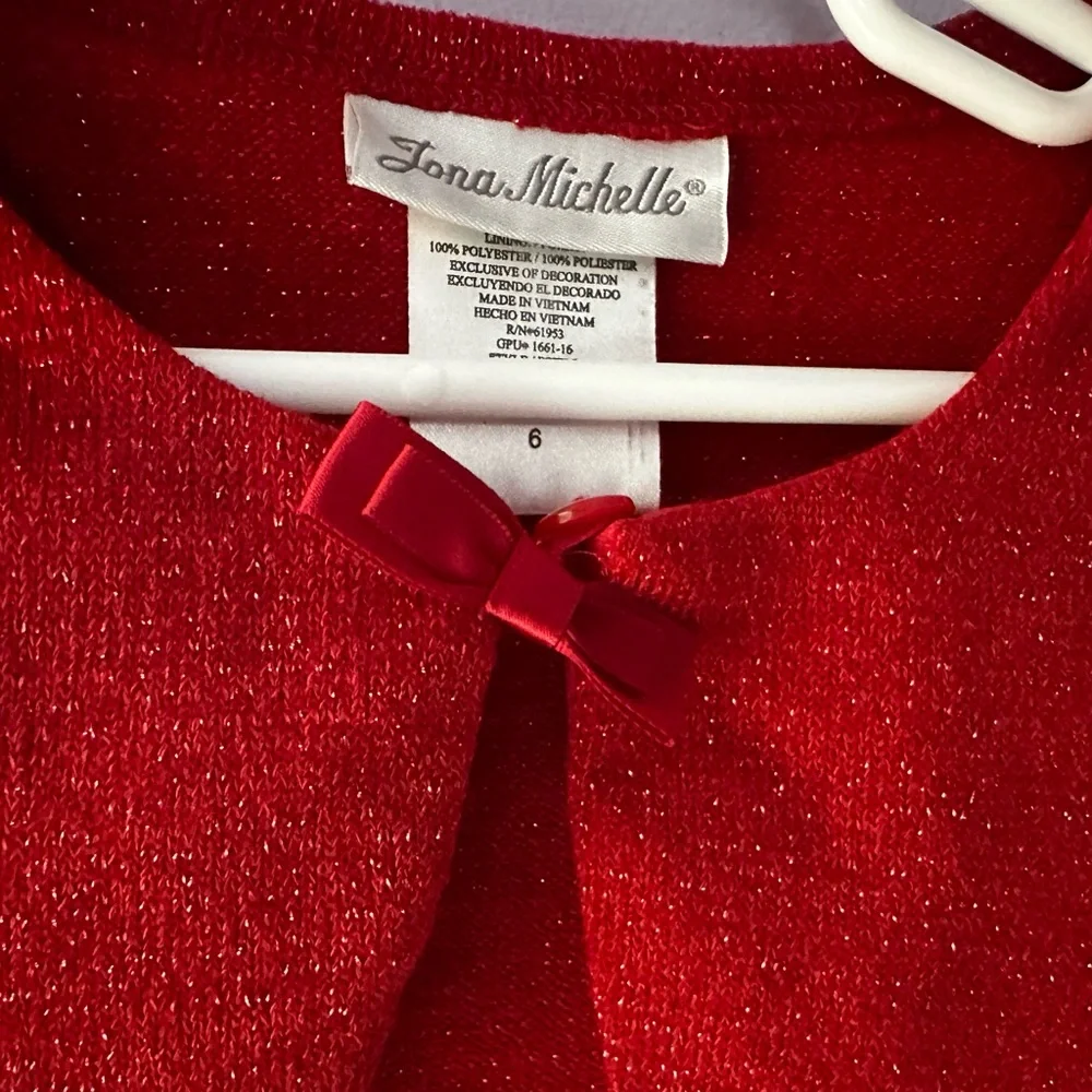 NWT Jona Michelle Red Sparkle Cardigan Size 6 - Picture 5 of 8